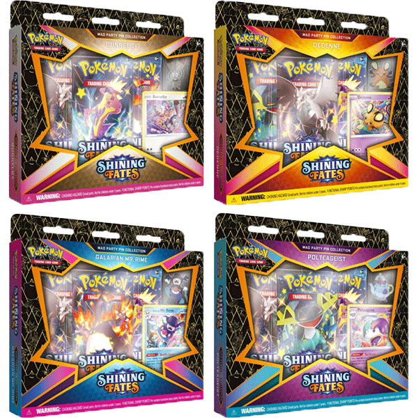 Shining Fates - Mad Party Pin Collection Display (8 Boxes) - Collect Roll