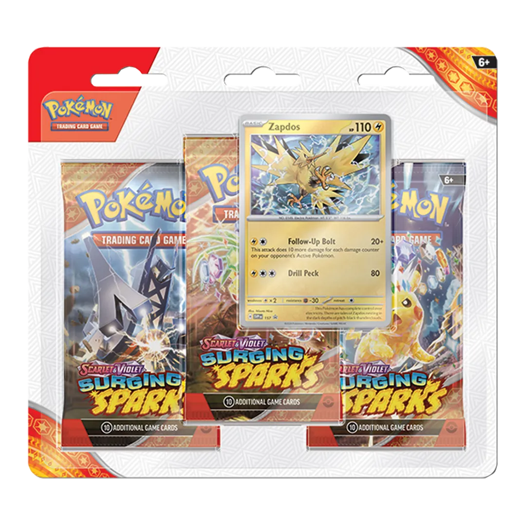 Scarlet & Violet: Surging Sparks - 3 Booster Blister [Zapdos] - Collect Roll